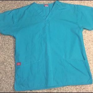 Dickies Teal Scrubs Shirt Mens Sz M Pockets EUC